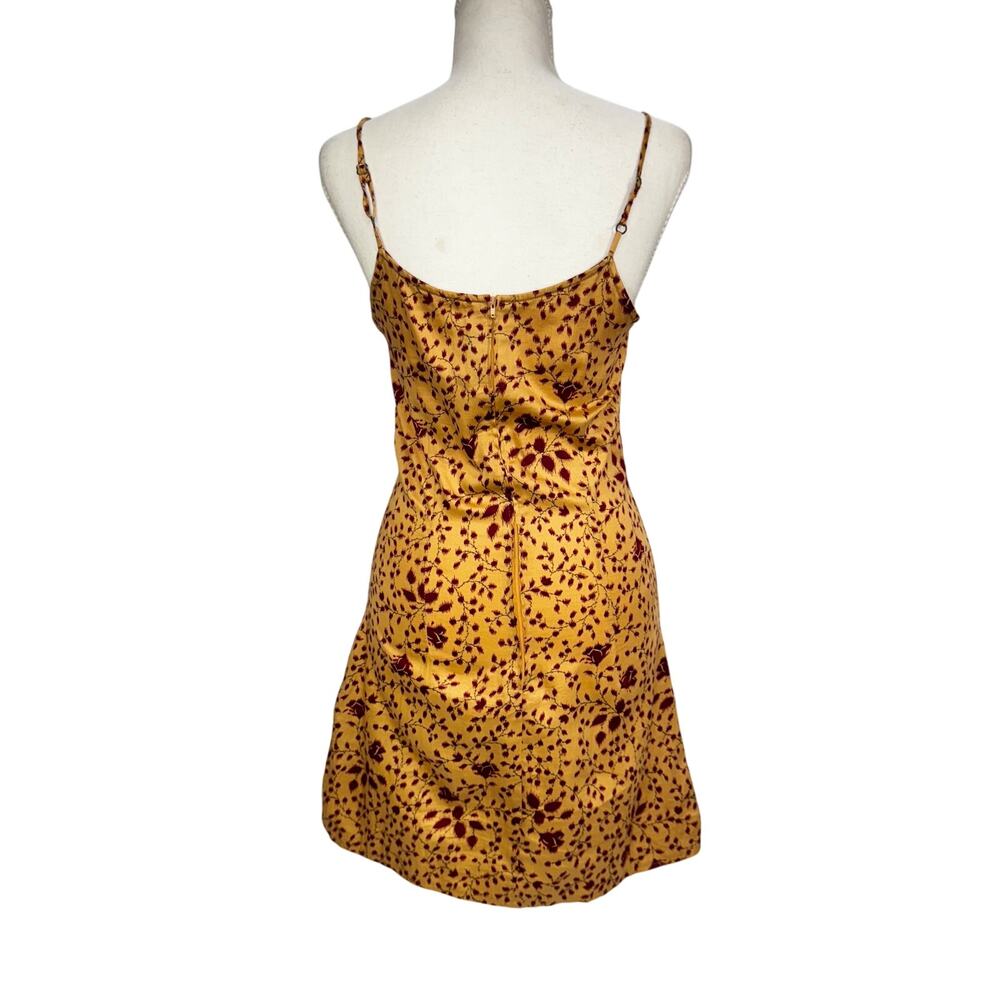 Sisley Italy Mini Slip Dress Yellow Red Floral 90s Y2K Euro Summer Romantic XS - Picture 3 of 16